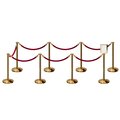 Montour Line Stanchion Post & Rope Kit Pol.Brass, 8FlatTop 7Maroon Rope 8.5x11V Sign C-Kit-7-PB-FL-1-Tapped-1-8511-V-7-PVR-MN-PB